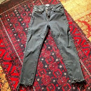 Agolde black jeans with fringe cut bottoms